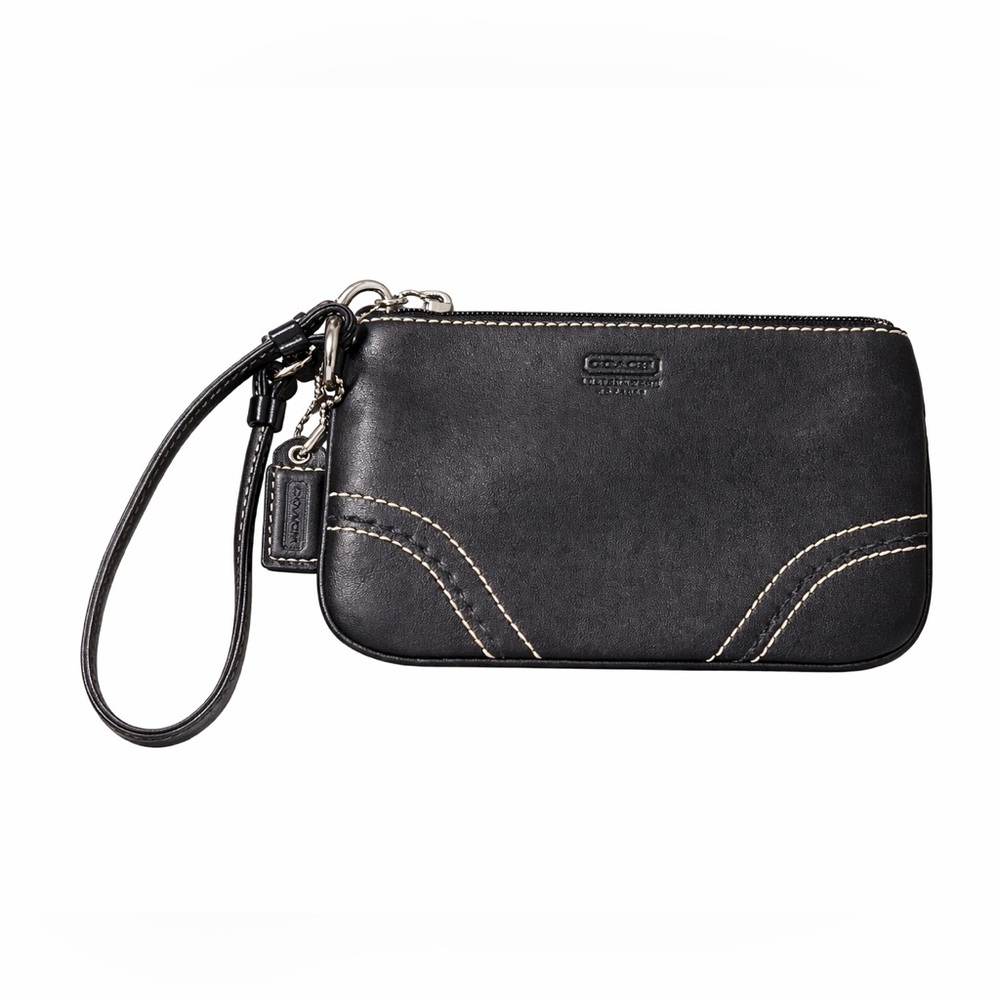 👜 Coach Black Leather Wristlet Mini Pouch